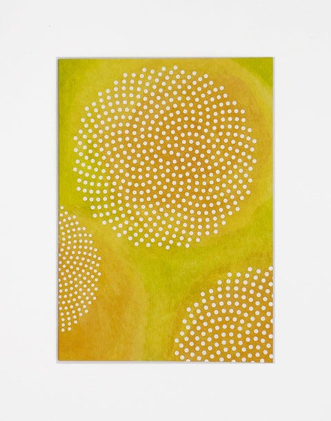 No Pre-text in yellow greeting card front view, eco stationery printed climate-neutral on recycled paper