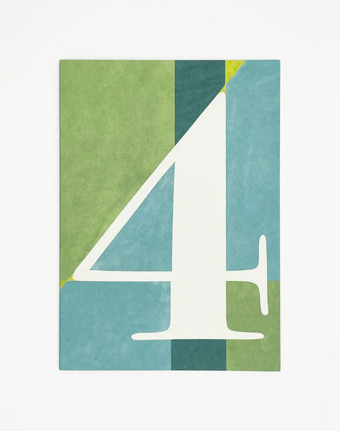 Number 4 greeting card front view, eco stationery printed climate-neutral on recycled paper
