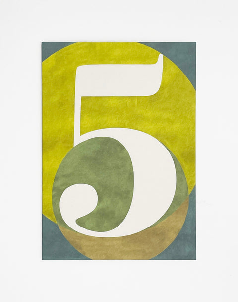 Number 5 greeting card front view, eco stationery printed climate-neutral on recycled paper