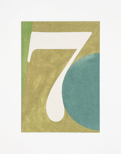 Number 7 greeting card front view, eco stationery printed climate-neutral on recycled paper