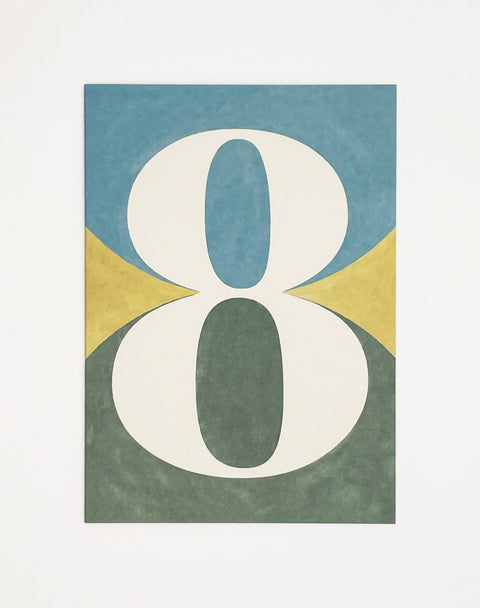 Number 8 greeting card front view, eco stationery printed climate-neutral on recycled paper