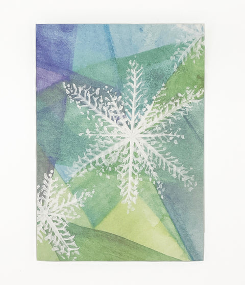 X-mas day snow greeting card front view, eco stationery printed climate-neutral on recycled paper