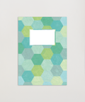 Eco-friendly notebook hexagon design, DIN A5 recycled paper cover, handmade in Berlin