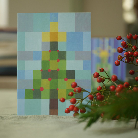 Christmas eco stationery greeting cards with festive designs and grey envelopes – sustainable paper goods printed in Berlin.