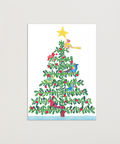 Eco-friendly Christmas in paradise-Tree design greeting  card, front view, printed in Berlin on recycled paper.