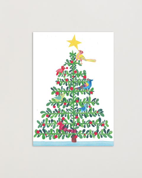 Eco-friendly Christmas in paradise-Tree design greeting  card, front view, printed in Berlin on recycled paper.
