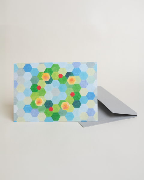 Eco-friendly advent greeting card, angled view, printed in Berlin on recycled paper.