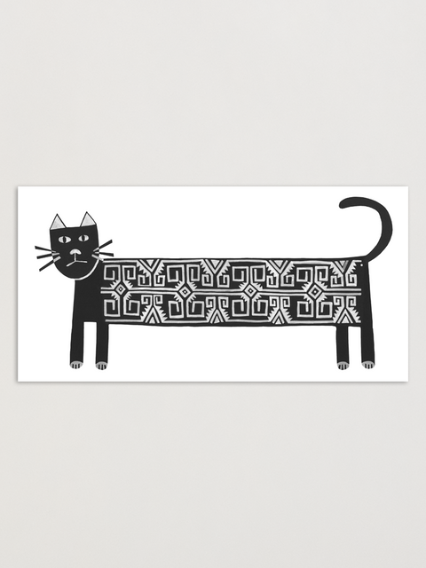 Eco-friendly cat greeting card, front view, printed in Berlin on recycled paper.