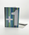 Eco-friendly Happy birthday or whatever you like - Blue greeting card, 3/4 angled view, printed in Berlin on recycled paper