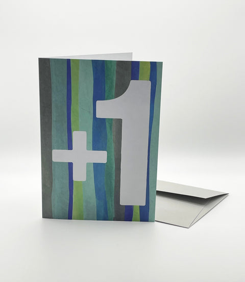 Eco-friendly Happy birthday or whatever you like - Blue greeting card, 3/4 angled view, printed in Berlin on recycled paper
