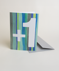 Eco-friendly Happy birthday or whatever you like - Blue greeting card, 3/4 angled view, printed in Berlin on recycled paper