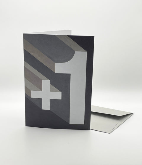 Eco-friendly Happy birthday or whatever you like - Cement block greeting card, 3/4 angled view, printed in Berlin on recycled paper