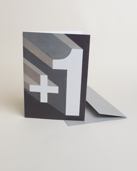 Eco-friendly Happy birthday or whatever you like - Cement block greeting card, 3/4 angled view, printed in Berlin on recycled paper