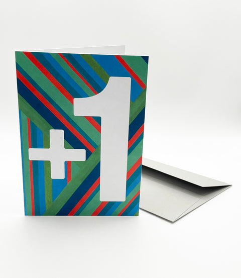 Eco-friendly Happy birthday or whatever you like - Green stripes greeting card, 3/4 angled view, printed in Berlin on recycled paper
