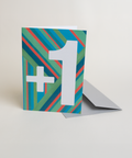 Eco-friendly Happy birthday or whatever you like - Green stripes greeting card, 3/4 angled view, printed in Berlin on recycled paper