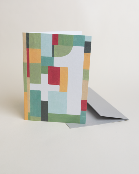 Eco-friendly Happy birthday or whatever you like - Squares greeting card, 3/4 angled view, printed in Berlin on recycled paper