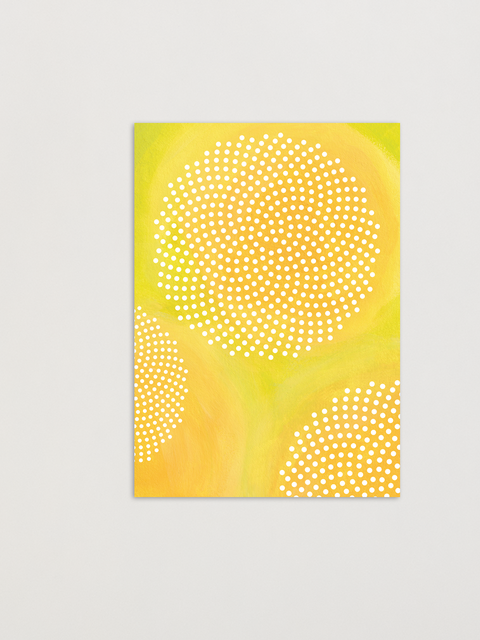 No Pre-text in yellow greeting card front view, eco stationery printed climate-neutral on recycled paper