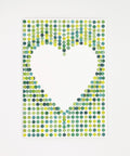 Lovely on green spots greeting card front view, eco stationery printed climate-neutral on recycled paper