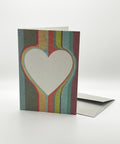Eco-friendly lovely on stripes greeting card, 3/4 angled view, printed in Berlin on recycled paper