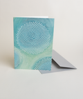 Eco-friendly Happy birthday or whatever you like - Blue greeting card, 3/4 angled view, printed in Berlin on recycled paper
