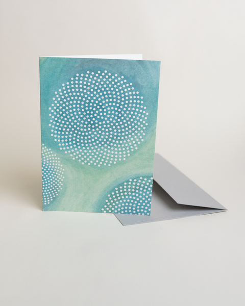 Eco-friendly Happy birthday or whatever you like - Blue greeting card, 3/4 angled view, printed in Berlin on recycled paper
