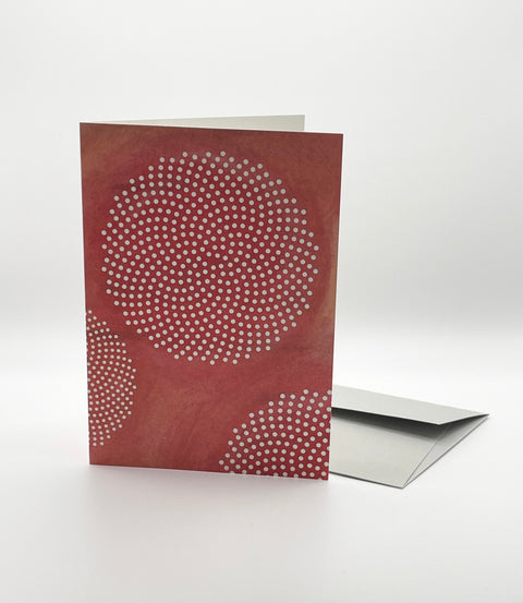 Eco-friendly No Pre-text in red greeting card, 3/4 angled view, printed in Berlin on recycled paper