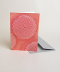 Eco-friendly No Pre-text in red greeting card, 3/4 angled view, printed in Berlin on recycled paper