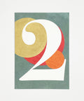 Number 2 greeting card front view, eco stationery printed climate-neutral on recycled paper