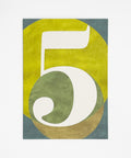 Number 5 greeting card front view, eco stationery printed climate-neutral on recycled paper