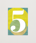Number 5 greeting card front view, eco stationery printed climate-neutral on recycled paper