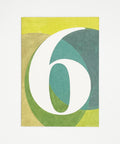 Number 6 greeting card front view, eco stationery printed climate-neutral on recycled paper