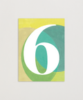 Number 6 greeting card front view, eco stationery printed climate-neutral on recycled paper