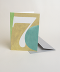 Eco-friendly number 7 greeting card, 3/4 angled view, printed in Berlin on recycled paper