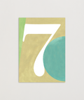 Number 7 greeting card front view, eco stationery printed climate-neutral on recycled paper