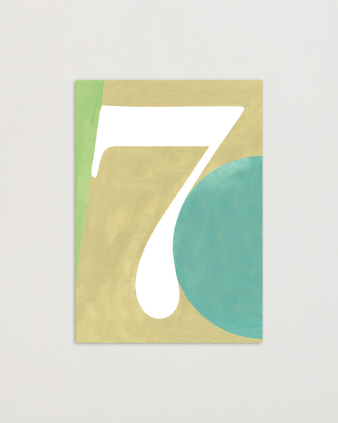 Number 7 greeting card front view, eco stationery printed climate-neutral on recycled paper