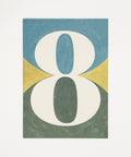 Number 8 greeting card front view, eco stationery printed climate-neutral on recycled paper
