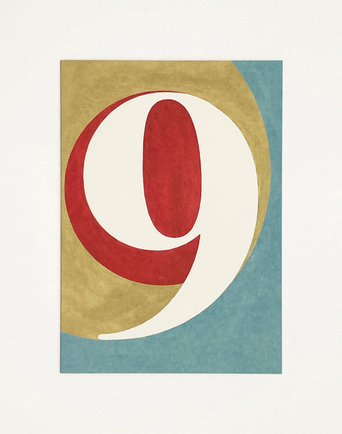 Number 9 greeting card front view, eco stationery printed climate-neutral on recycled paper