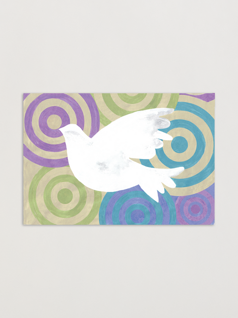 Eco-friendly Peace beige greeting card, front view, printed in Berlin on recycled paper.
