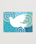 Eco-friendly Peace blue greeting card, front view, printed in Berlin on recycled paper.