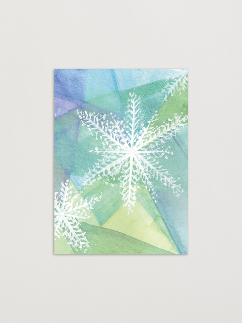 X-mas day snow greeting card front view, eco stationery printed climate-neutral on recycled paper