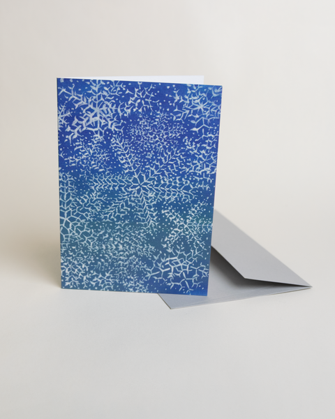 Eco-friendly X-mas Night snow greeting card, 3/4 angled view, printed in Berlin on recycled paper