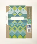 Blue jacquard letterfold eco writing paper fully opened, decorated envelope design
