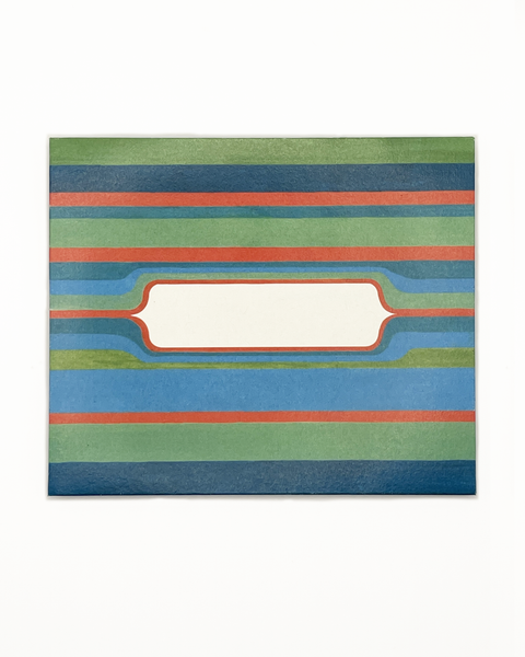 Green stripes letterfold eco stationery, front view of folded writing paper made in Berlin