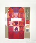 Hearts letterfold eco writing paper fully opened, decorated envelope design