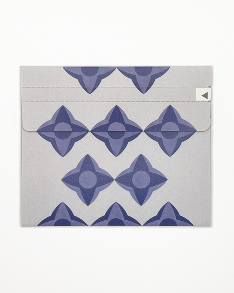 Lilac flowers letterfold recycled writing paper, back view, handmade stationery from Berlin