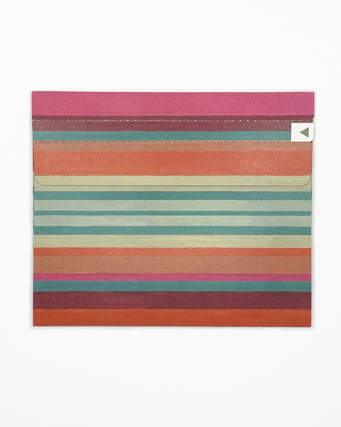 Mexican stripes letterfold recycled writing paper, back view, handmade stationery from Berlin