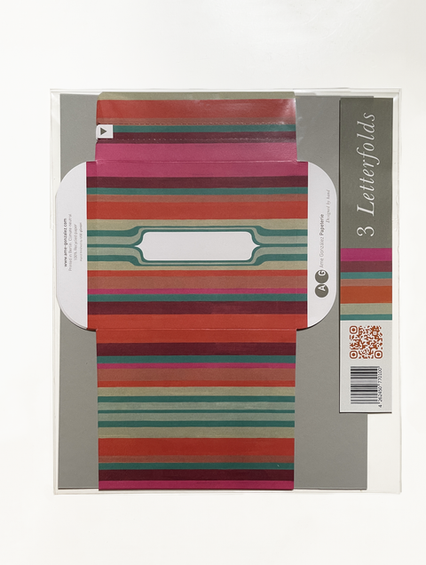 Mexican stripes letterfold eco writing paper fully opened, decorated envelope design