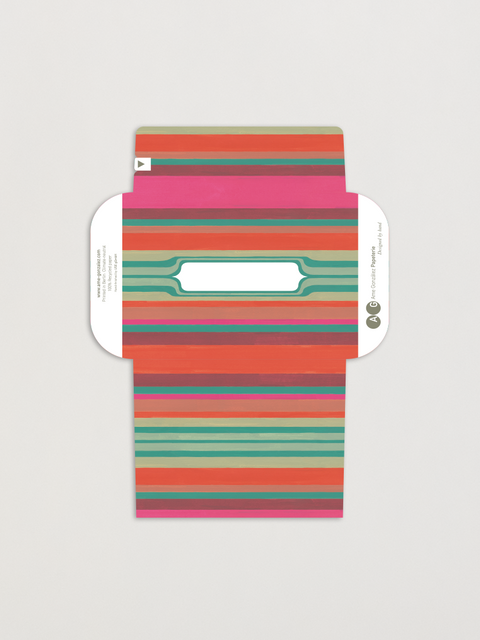 Mexican stripes letterfold eco writing paper fully opened, decorated envelope design