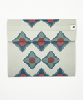 Turquoise flowers letterfold recycled writing paper, back view, handmade stationery from Berlin