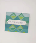 Video of Blue jacquard letterfold being opened to reveal inside, handmade stationery